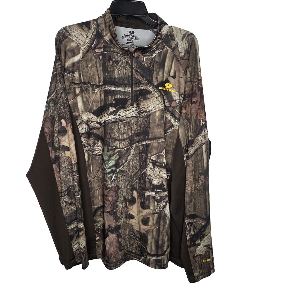 Mossy Oak Break-Up Infinity Mens XL 1/4 Zip Pullover Camo Hiking Hunting Shirt